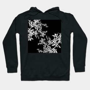 Toile Leaf White and Black Pattern Hoodie